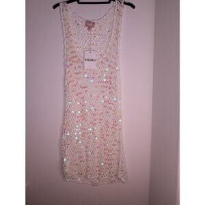 Show Me Your Mumu NWT Sequin White Beach Mesh Coverup L